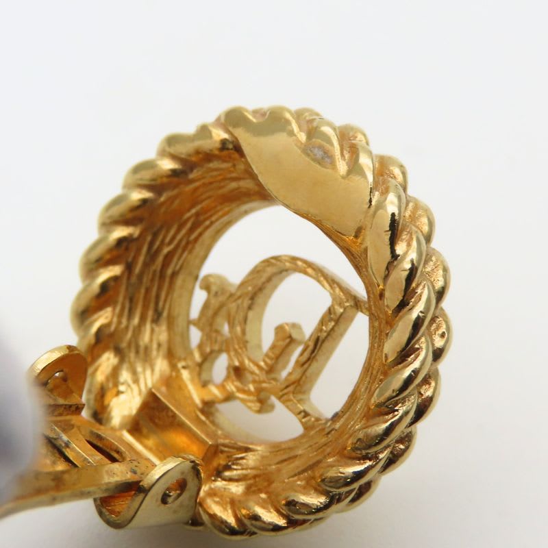 Christian Dior Earrings Logo Metal Gold Plated GP Accessories — view 7