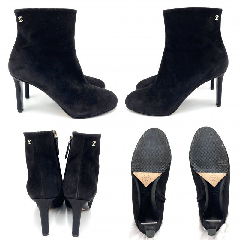 Chanel Boots Side Zip Short Coco Mark Shoes Pin Heel 36 Size — view 2
