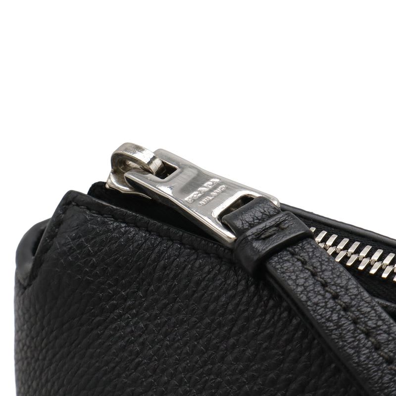 Prada Tote 2-Way Shoulder Bag Leather Nero Black Silver Hardware — view 5