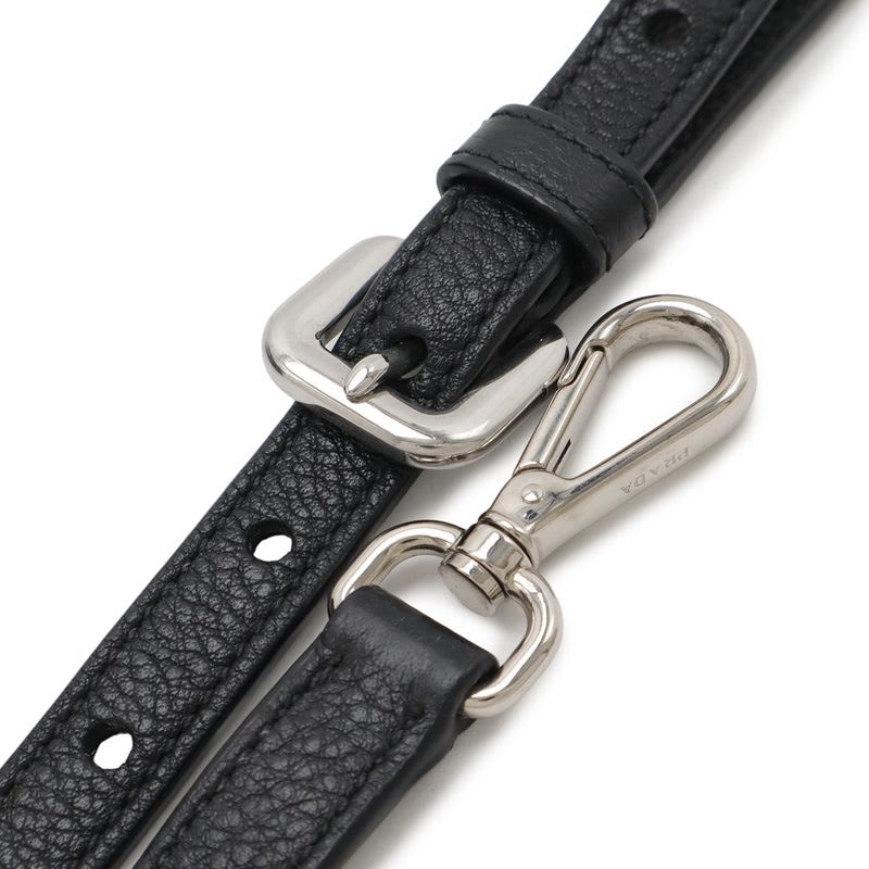 Prada Tote 2-Way Shoulder Bag Leather Nero Black Silver Hardware — view 7
