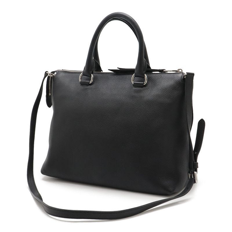 Prada Tote 2-Way Shoulder Bag Leather Nero Black Silver Hardware — view 3