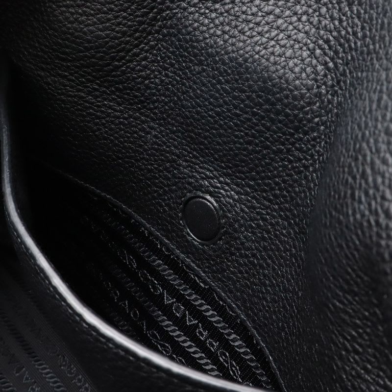 Prada Tote 2-Way Shoulder Bag Leather Nero Black Silver Hardware — view 9