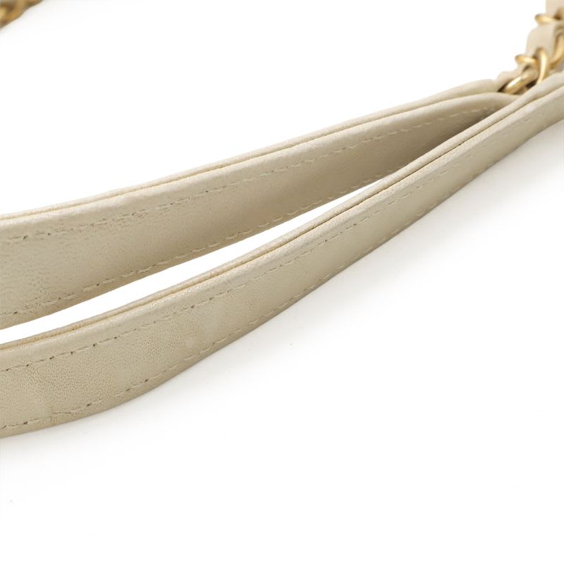 Chanel V Stitch Chevron Tote Bag Chain Shoulder Leather Ivory — view 5