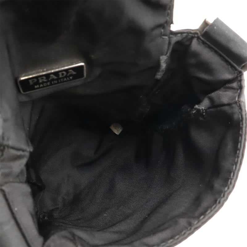 Prada Triangle Logo Shoulder Bag Pochette 2-Way Waist Pouch Body Leather