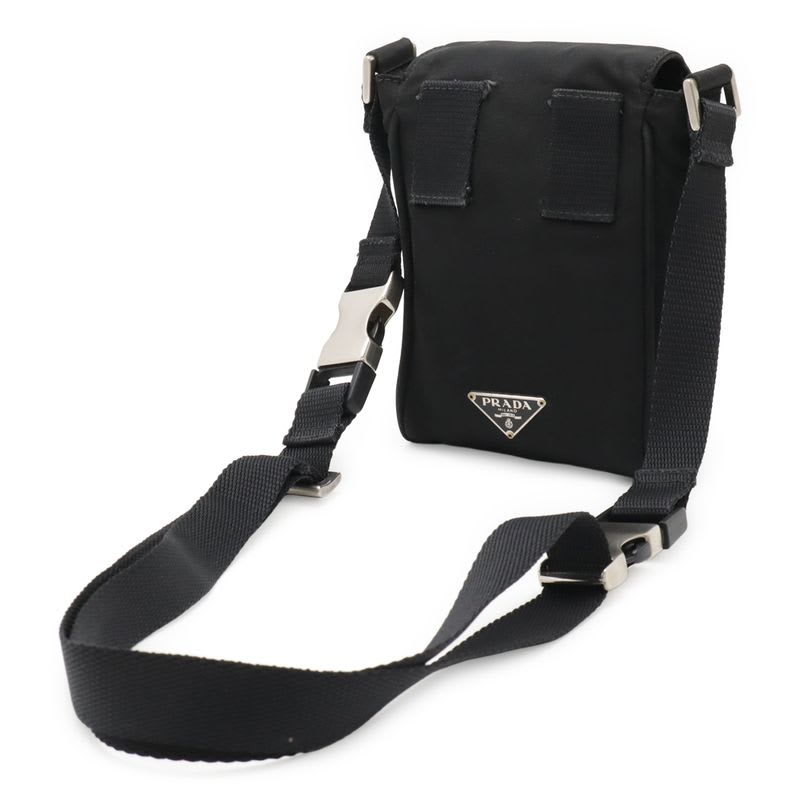 Prada Triangle Logo Shoulder Bag Pochette 2-Way Waist Pouch Body Leather