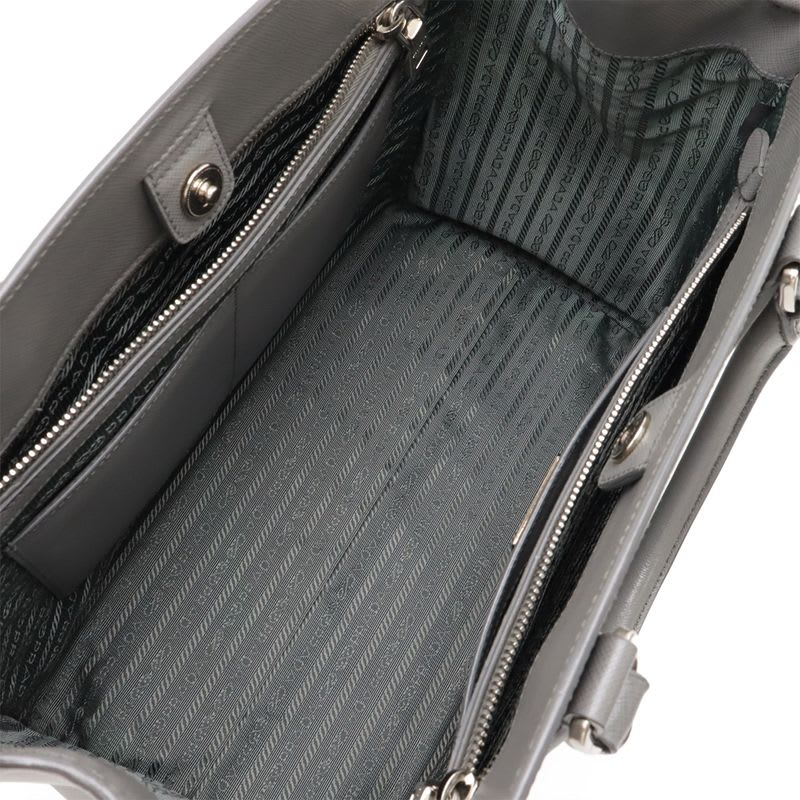 Prada Galleria Handbag 2-Way Shoulder Bag Bicolor Leather Saffiano Gray Bn2438 — view 9