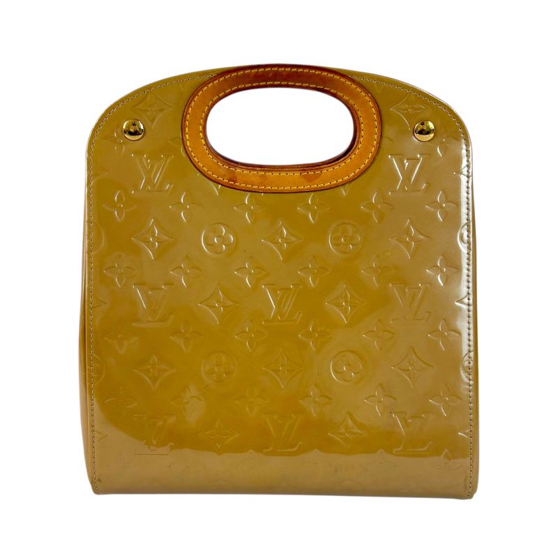 Louis Vuitton Maple Drive Top Handle Bag Yellow Beige Patent Leather Vernis