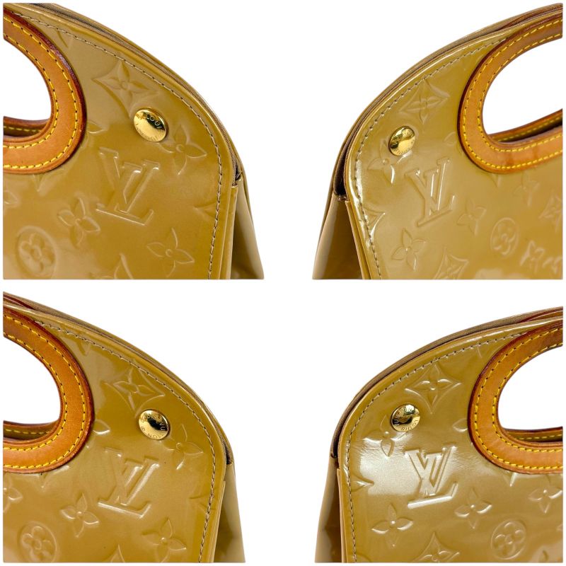 Louis Vuitton Maple Drive Top Handle Bag Yellow Beige Patent Leather Vernis