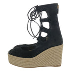 Christian Dior Espadrille Wedge Sole Lace Up Boots Black 36 — view 2