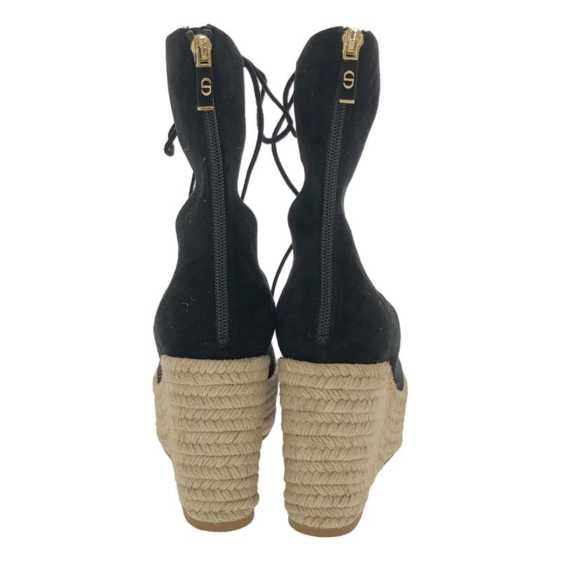 Christian Dior Espadrille Wedge Sole Lace Up Boots Black 36 — view 3