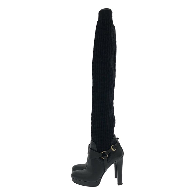 Gucci Knit Socks Heel Ring Boots Black 36 — view 3