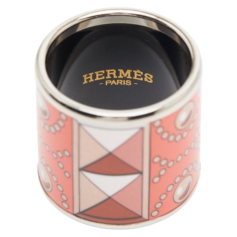 Hermes Enamel Collier de Chien Motif Silver Orange Metal