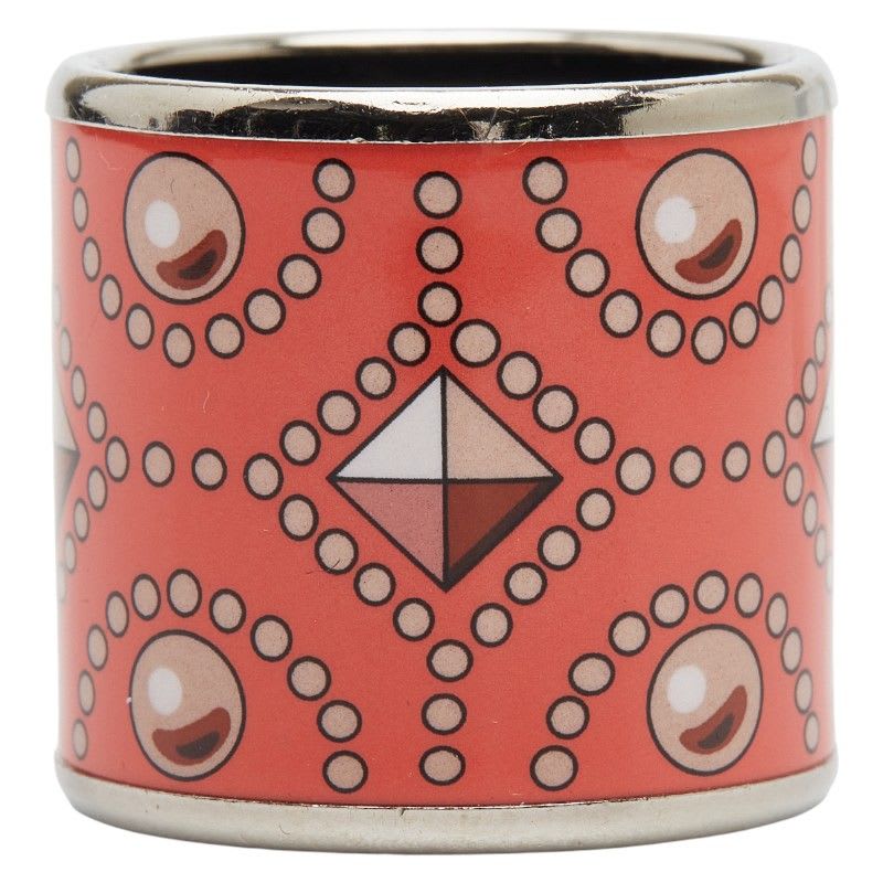 Hermes Enamel Collier de Chien Motif Silver Orange Metal