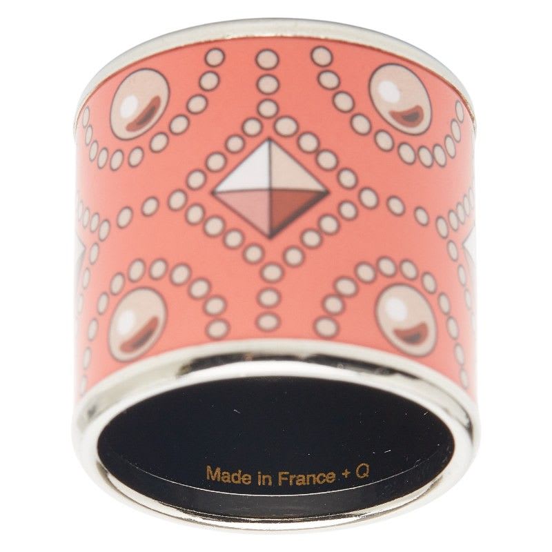 Hermes Enamel Collier de Chien Motif Silver Orange Metal