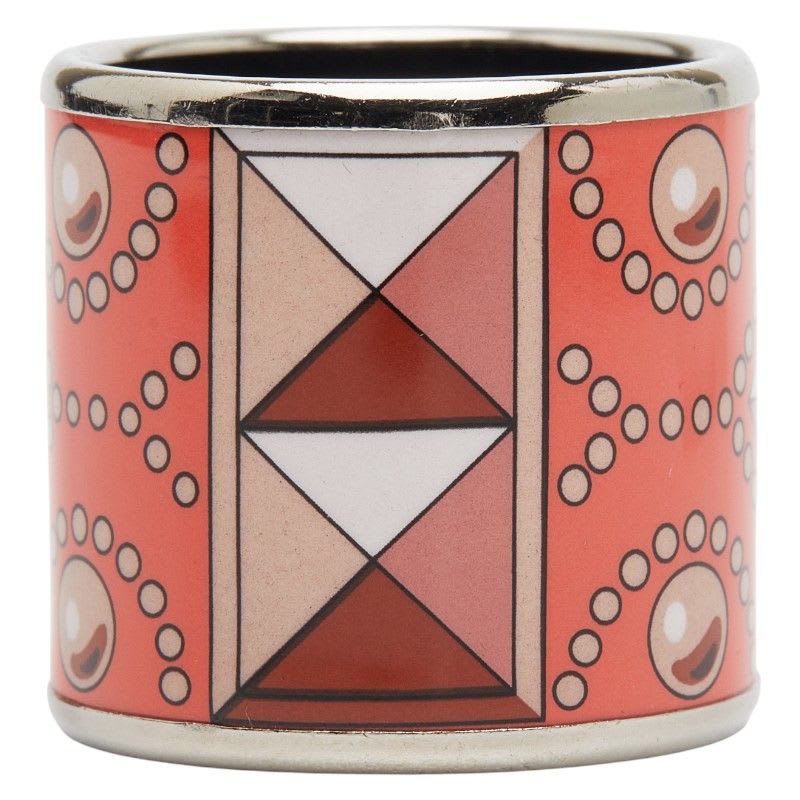 Hermes Enamel Collier de Chien Motif Silver Orange Metal