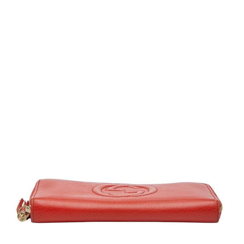 Gucci Soho Round Zipper Long Wallet Red Leather — view 3