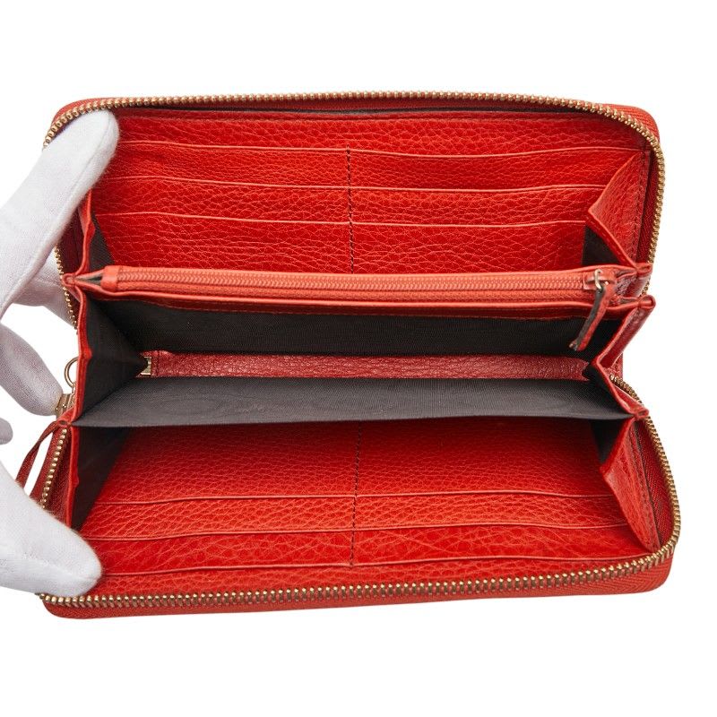 Gucci Soho Round Zipper Long Wallet Red Leather — view 9