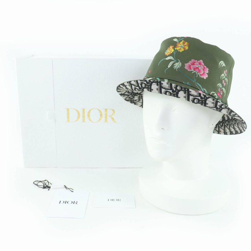 Christian Dior 32 Pfl923 I153 Teddy-d Oblique Reversible Bucket Hat Khaki 56 — view 3