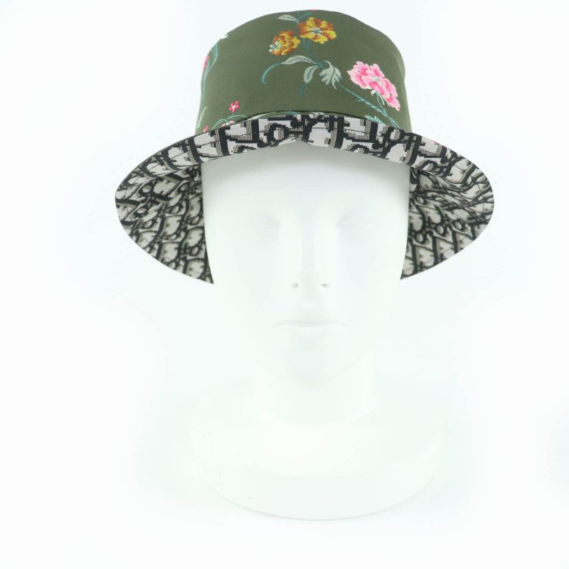 Christian Dior 32 Pfl923 I153 Teddy-d Oblique Reversible Bucket Hat Khaki 56 — view 4