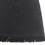 Gucci 100% Wool Logo Fringe Large Muffler Shawl Black 70 220 cm Scarf — view 7