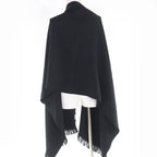 Gucci 100% Wool Logo Fringe Large Muffler Shawl Black 70 220 cm Scarf — view 5