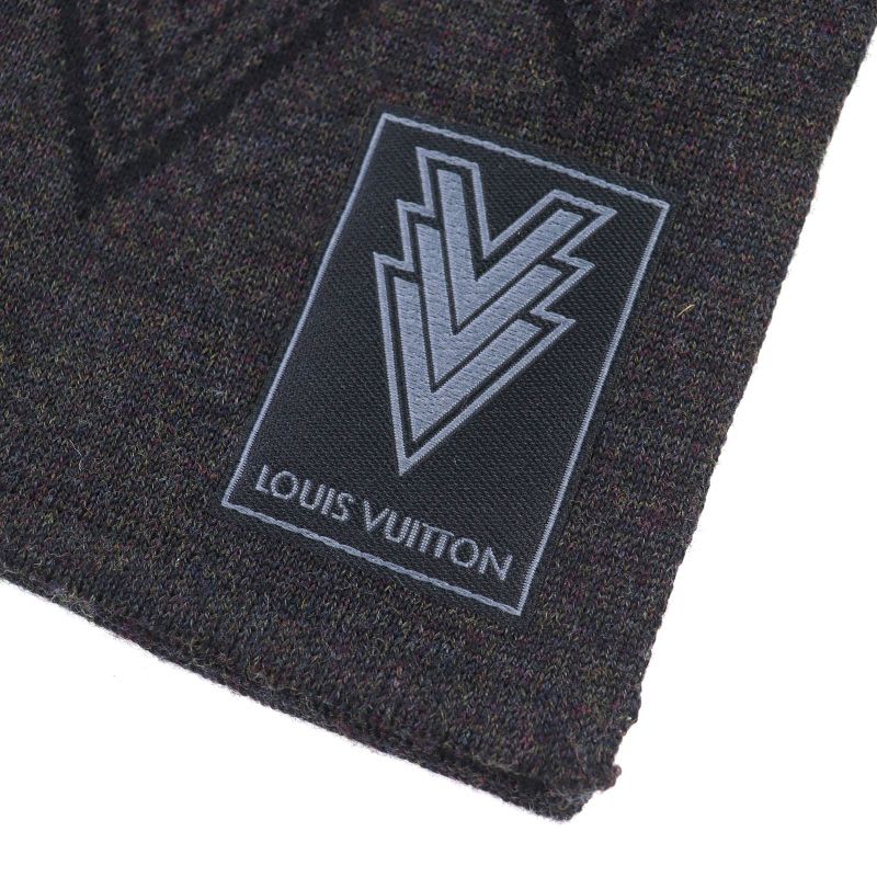 Louis Vuitton 2015 100% Wool Echarpe Triple V Muffler Dark Scarf — view 7