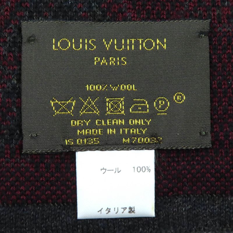 Louis Vuitton 2015 100% Wool Echarpe Triple V Muffler Dark Scarf — view 8