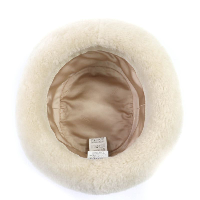 Hermes Herringbone Pattern Wool Cashmere Sheepskin Shearling Hat Brown 57 Box — view 7