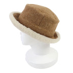 Hermes Herringbone Pattern Wool Cashmere Sheepskin Shearling Hat Brown 57 Box — view 4
