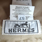 Hermes Herringbone Pattern Wool Cashmere Sheepskin Shearling Hat Brown 57 Box — view 8