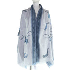 Hermes ET GRIS Rectangle Cashmere Silk Chine CIEL BLEU Shawl — view 5
