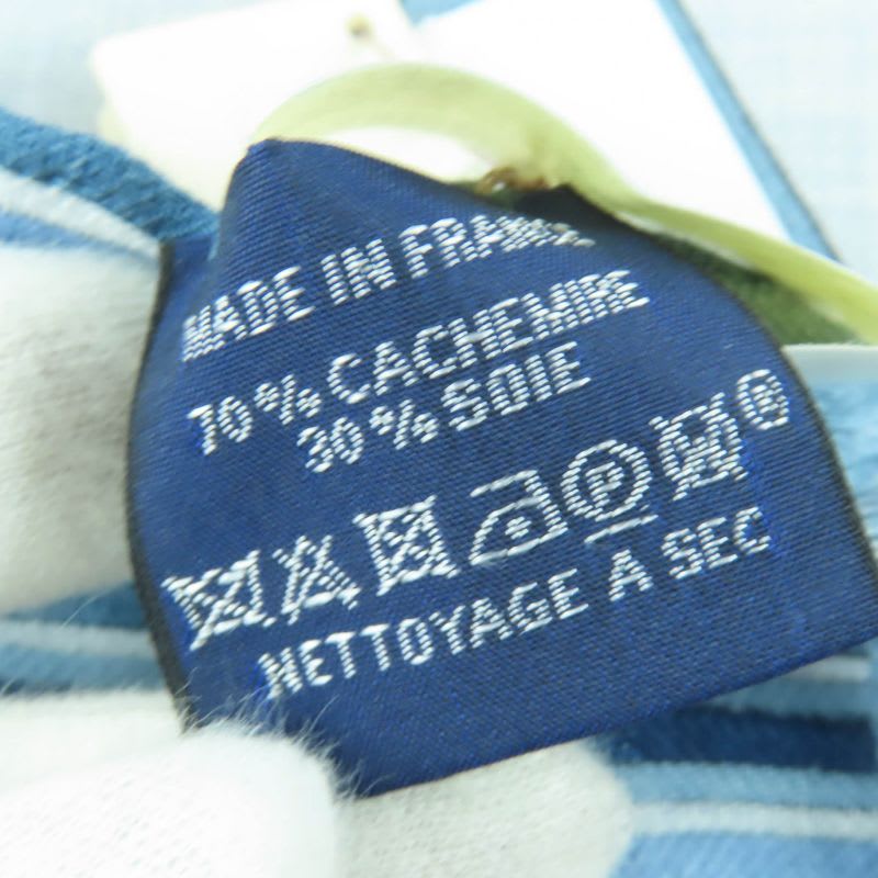 Hermes ET GRIS Rectangle Cashmere Silk Chine CIEL BLEU Shawl — view 8