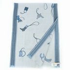 Hermes ET GRIS Rectangle Cashmere Silk Chine CIEL BLEU Shawl — view 4