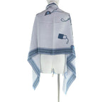 Hermes ET GRIS Rectangle Cashmere Silk Chine CIEL BLEU Shawl — view 6