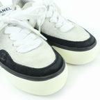 Chanel Coco Mark Lace Up Suede Leather Low-cut Sneakers White — view 7