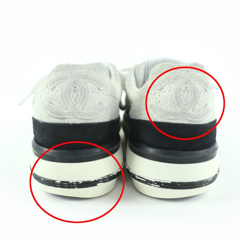 Chanel Coco Mark Lace Up Suede Leather Low-cut Sneakers White — view 8