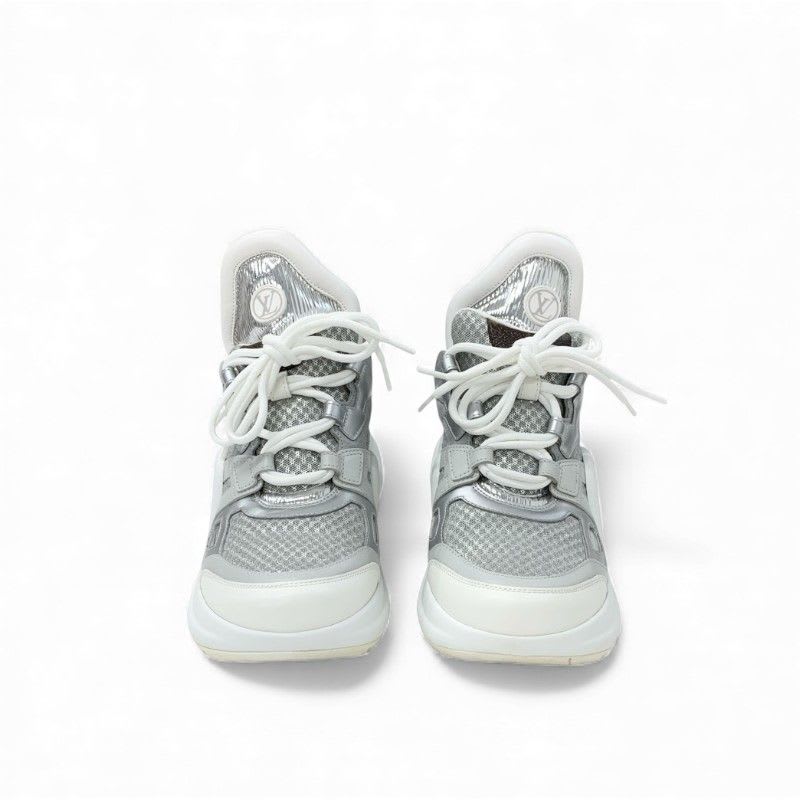 Louis Vuitton Arclight Line Monogram Sneakers Shoes Mesh Leather Suede Silver — view 2