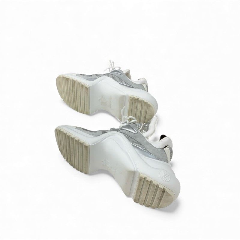 Louis Vuitton Arclight Line Monogram Sneakers Shoes Mesh Leather Suede Silver — view 6