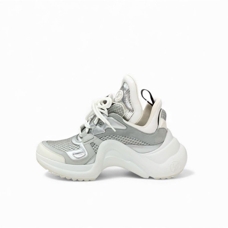Louis Vuitton Arclight Line Monogram Sneakers Shoes Mesh Leather Suede Silver — view 3