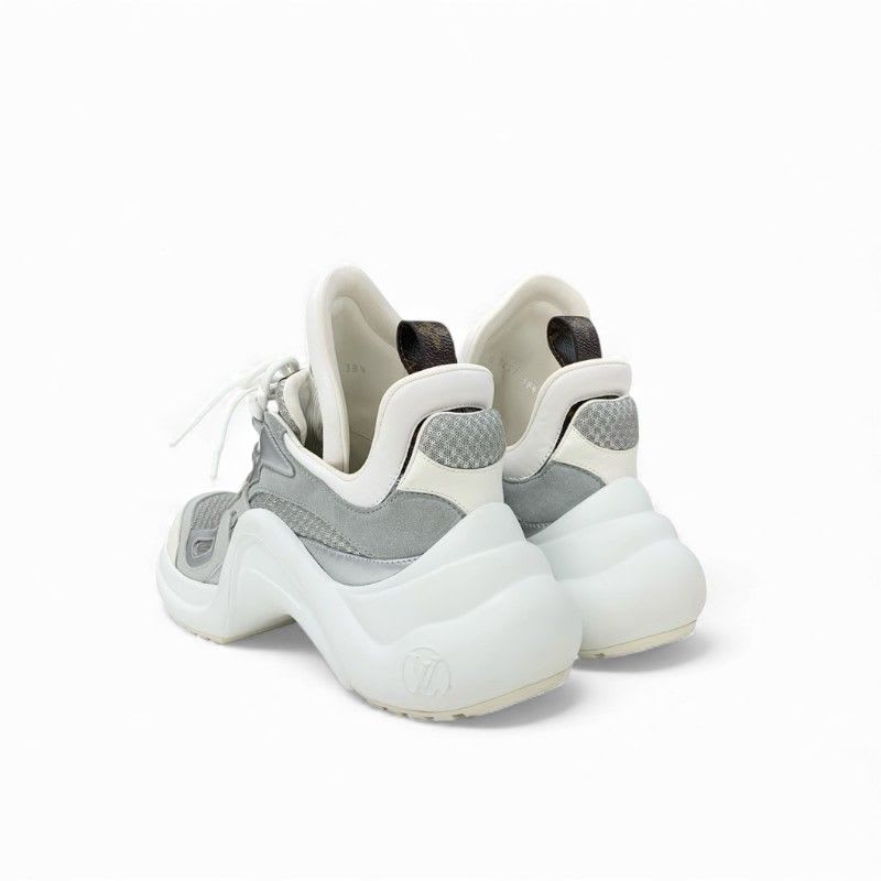 Louis Vuitton Arclight Line Monogram Sneakers Shoes Mesh Leather Suede Silver — view 4