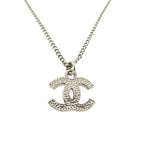 Chanel Coco Mark C12 V Necklace Metal Rhinestone Silver 0548 — view 5