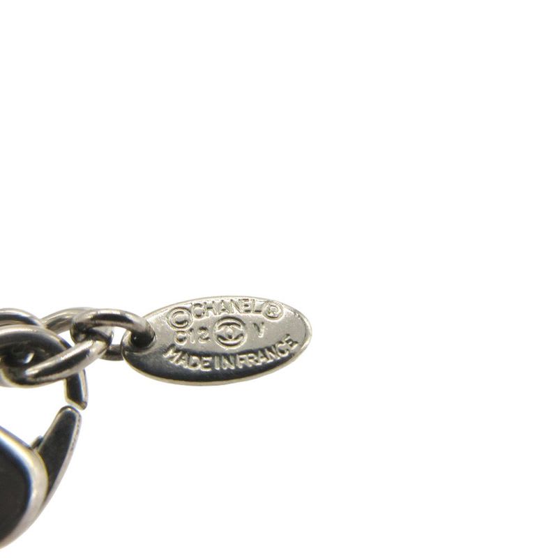 Chanel Coco Mark C12 V Necklace Metal Rhinestone Silver 0548 — view 6