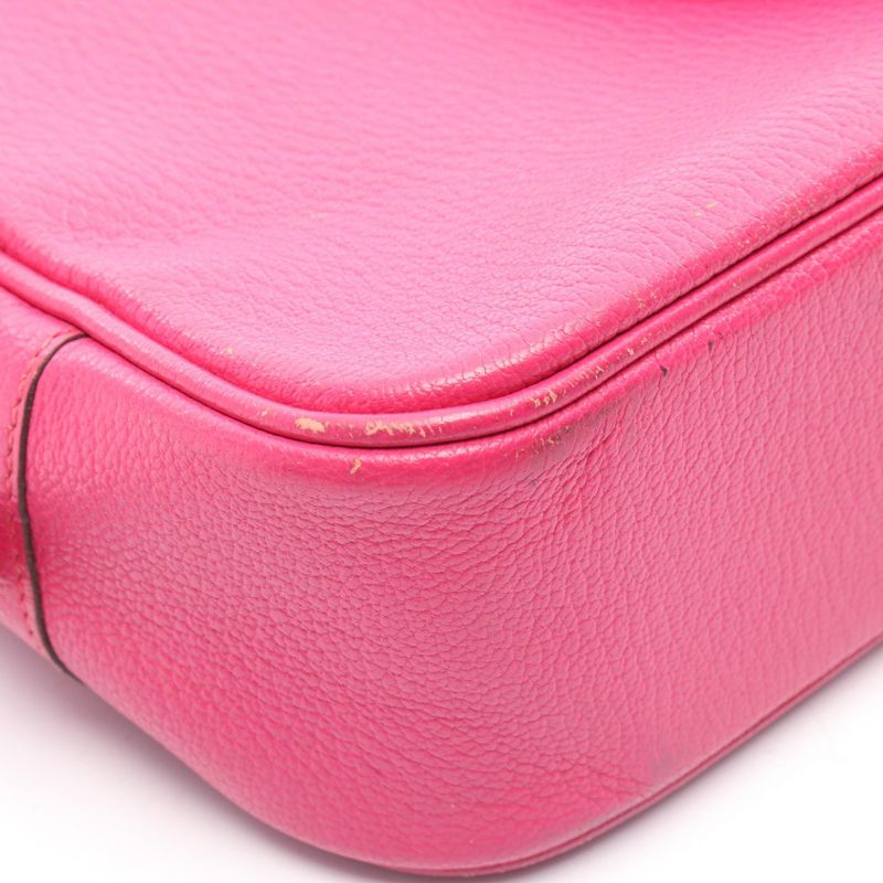 Hermes Handbag Plume Elan 28 Fuchsia Pink Leather — view 9