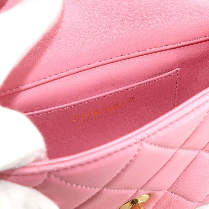 Chanel Mini Quilted Shoulder Bag Lambskin Wood Pink As4165 — view 9