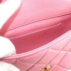 Chanel Mini Quilted Shoulder Bag Lambskin Wood Pink As4165 — view 9
