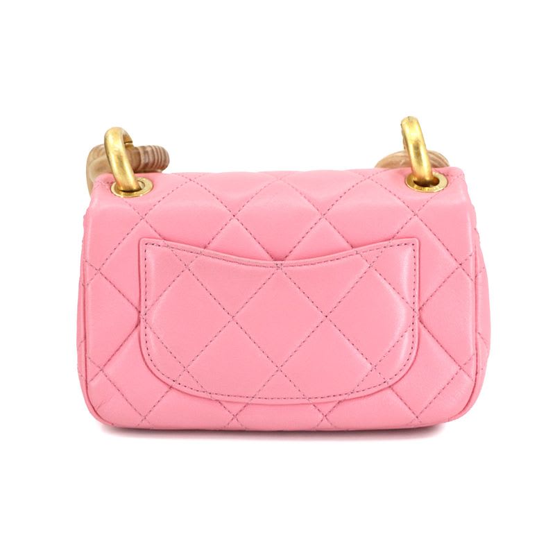Chanel Mini Quilted Shoulder Bag Lambskin Wood Pink As4165 — view 4