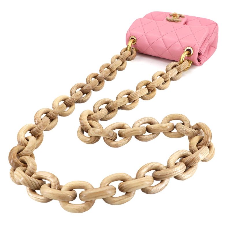 Chanel Mini Quilted Shoulder Bag Lambskin Wood Pink As4165 — view 7