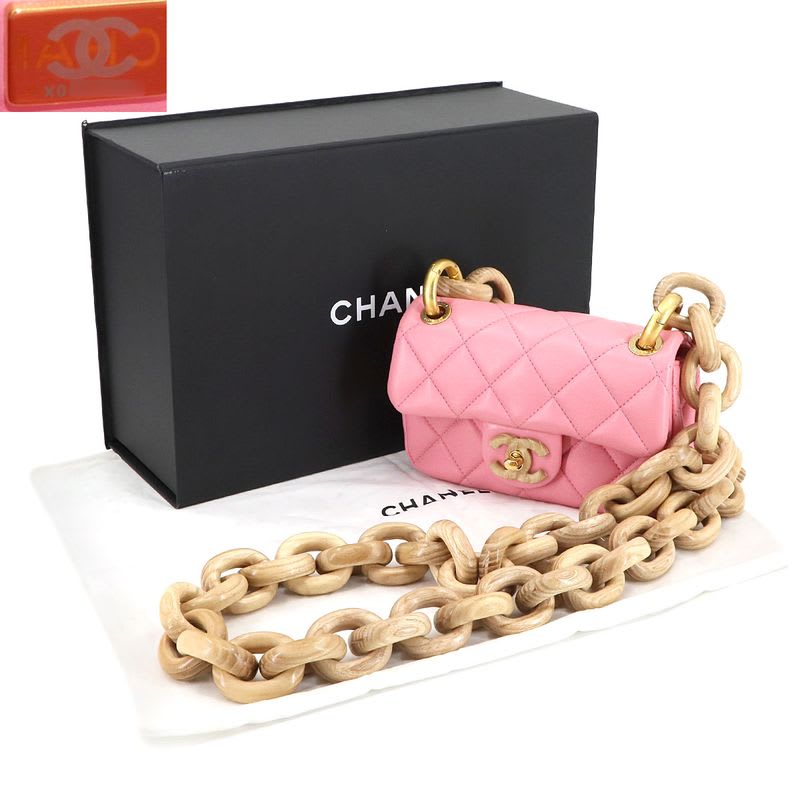 Chanel Mini Quilted Shoulder Bag Lambskin Wood Pink As4165 — view 3