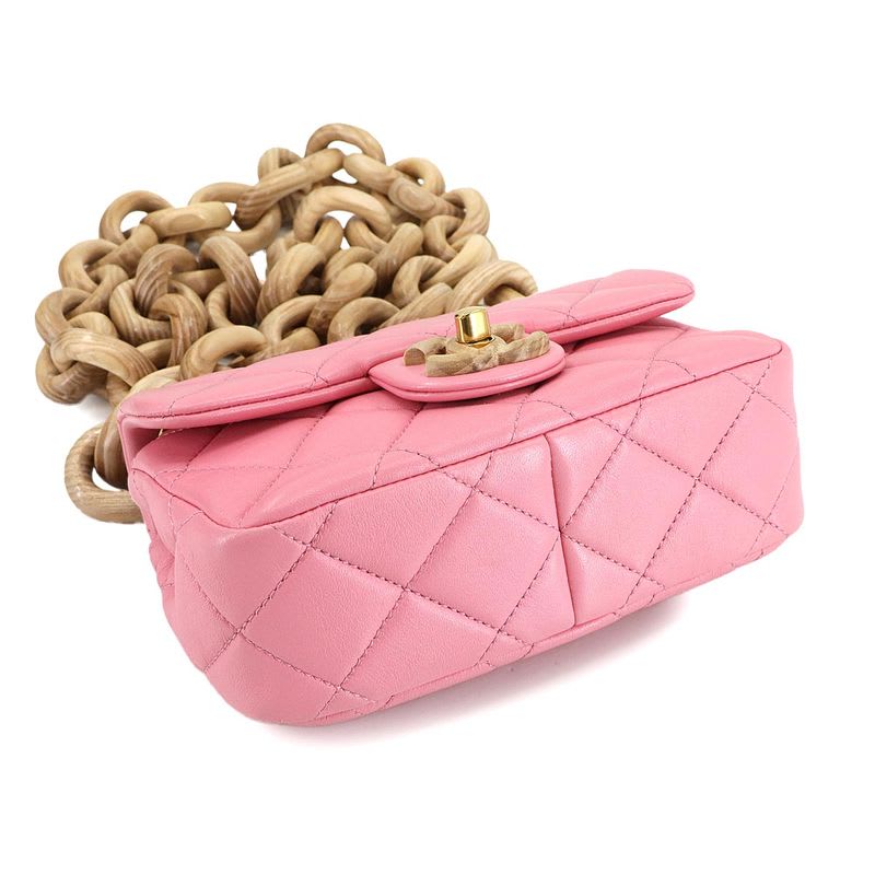 Chanel Mini Quilted Shoulder Bag Lambskin Wood Pink As4165 — view 6