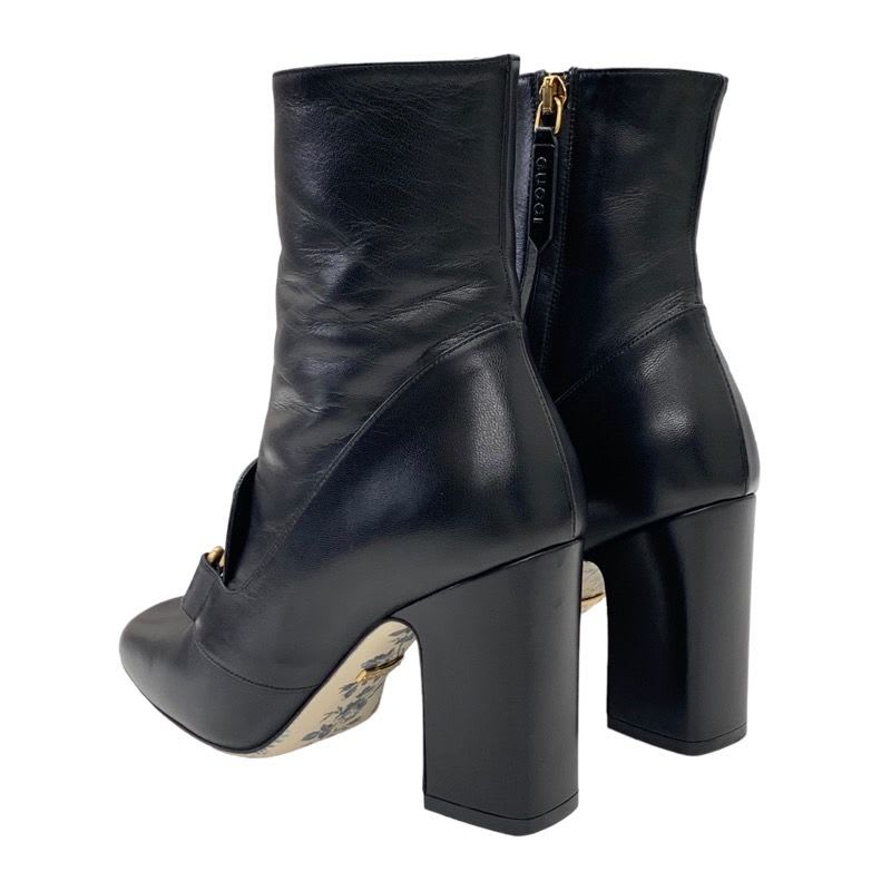 Gucci Double G Boots Short Shoes GG Marmont Leather Black — view 4